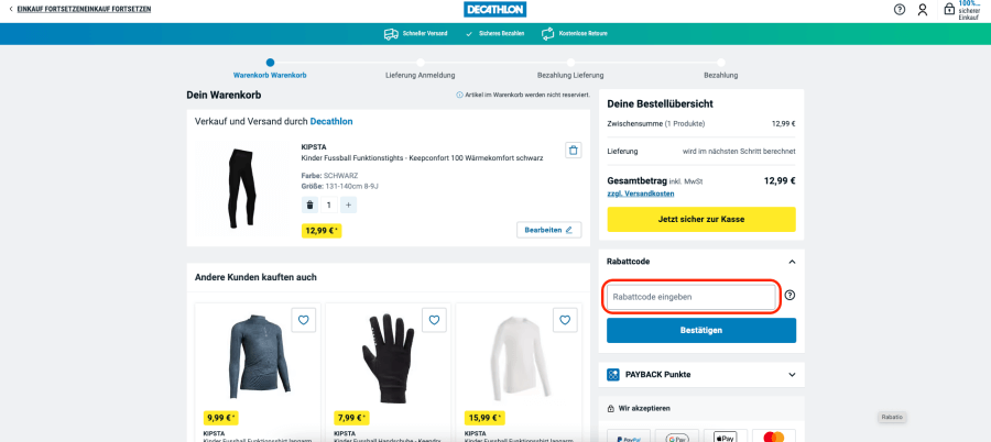 Box für Decathlon rabattcode